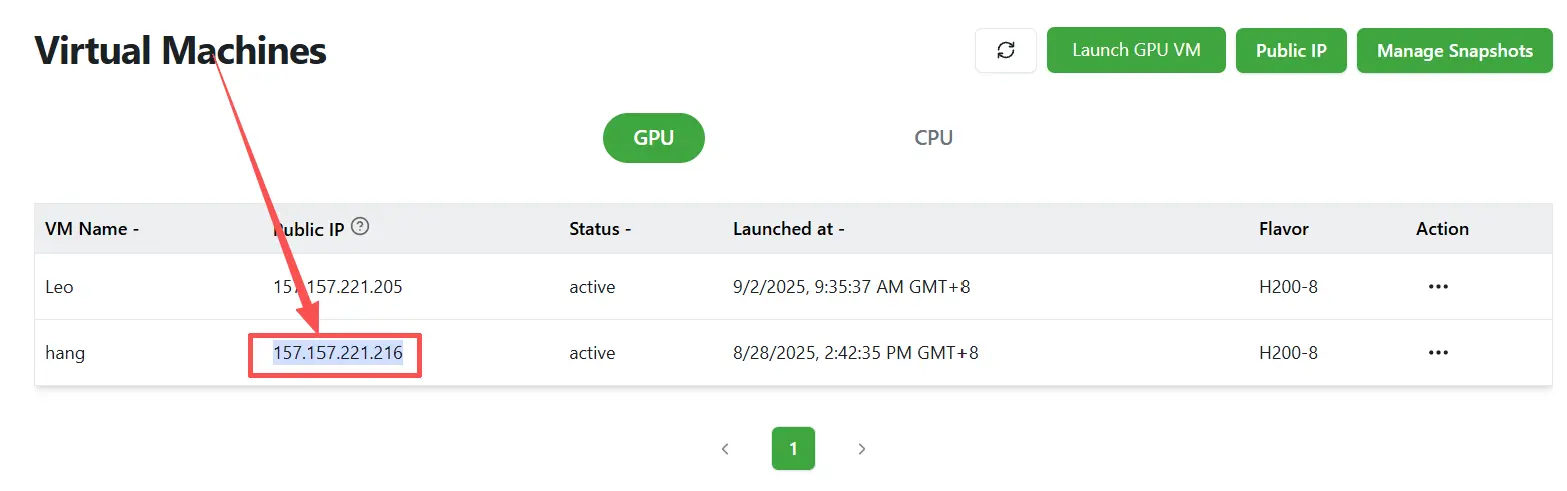 Navigate to Instance Details