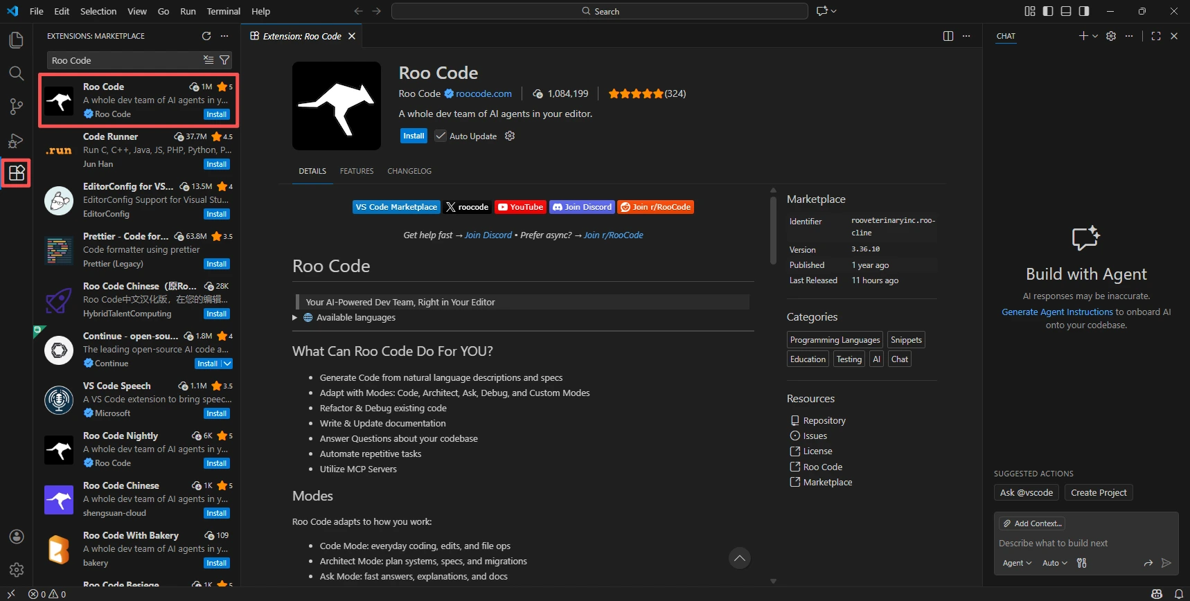 Install Roo Code Extension