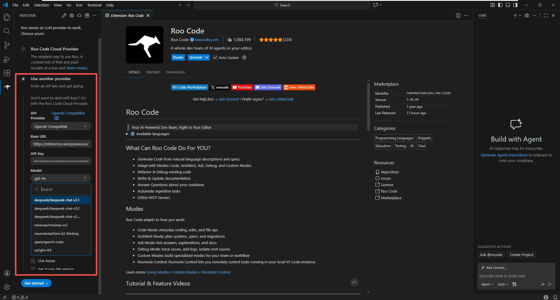 Install Roo Code Extension
