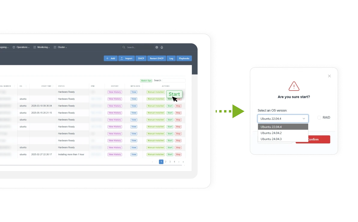 Rapid GPU cluster deployment dashboard