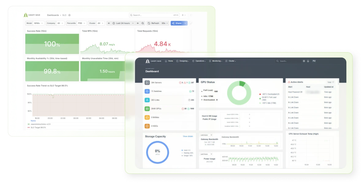 DC and GPU cluster management dashboard