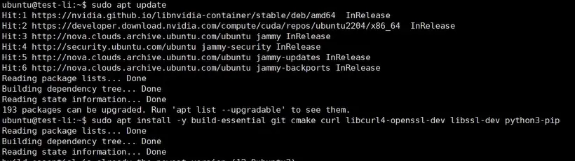 sudo apt update command output